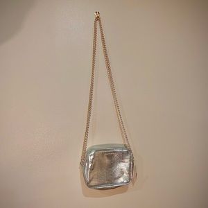 NWT Snakeskin Victoria’s Secret Silver Cross Body Gold Chain Purse